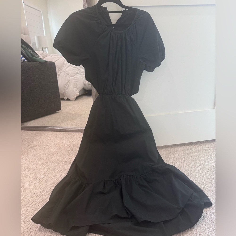 Open back black maxi dress